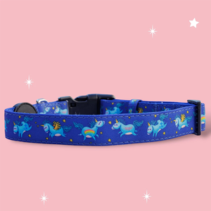 Marineblaues Einhorn-Hundehalsband, verstellbares Halsband aus Segeltuch und Neopren für Komfort und Stil, Haustierhalsband für alle Rassen - Product Image 1