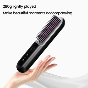 New Mini Electric Hair Straightener <b>Brush</b> Negative Ion PTC Battery-<b>Powered</b> USB Cordless Auto-Off Hair Styling Household Outdoor - Product Image 4