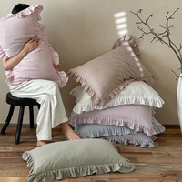 Set selimut katun warna polos Modern Perancis, lapisan ganda 200TC Anti debu benang tungau ramah kulit semua musim