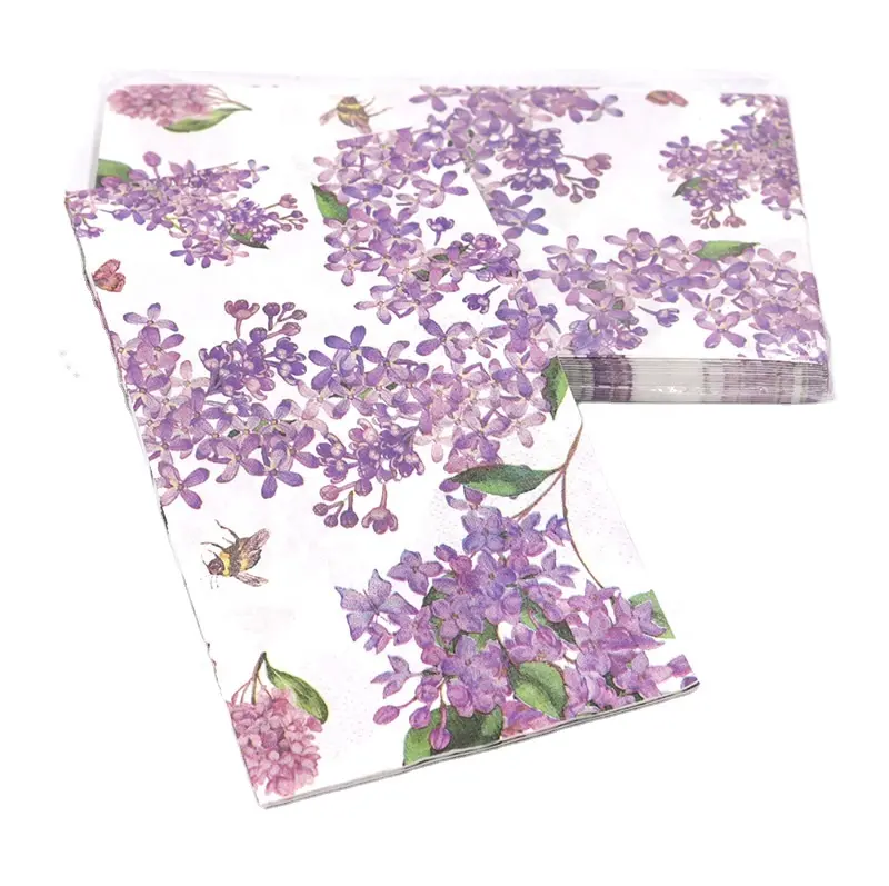 Decoupage Printed Flower 3 Ply Paper Dinner Napkins