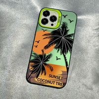 Nouvelle coque de téléphone souple en TPU avec logo et images personnalisées, motif palmiers au coucher du soleil, prix de gros pour iPhone 17 16 15 14 13 12 ProMax Plus