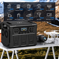 Centrale Électrique Portable Extérieure 1500W LiFePO4, Générateur Solaire à Onde Sinusoïdale Pure, 3 Prises CA pour Camping-Car, Camping et Sauvegarde Domestique