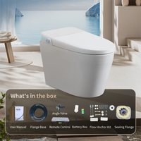 WC intelligent sans réservoir en céramique avec bidet intégré monobloc, chasse d'eau automatique, siège chauffant, eau chaude, séchage, température réglable, commande au pied