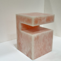 Meuble moderne de luxe en pierre naturelle, petite table basse d'angle pour chambre à coucher, socle central au design unique en onyx rose