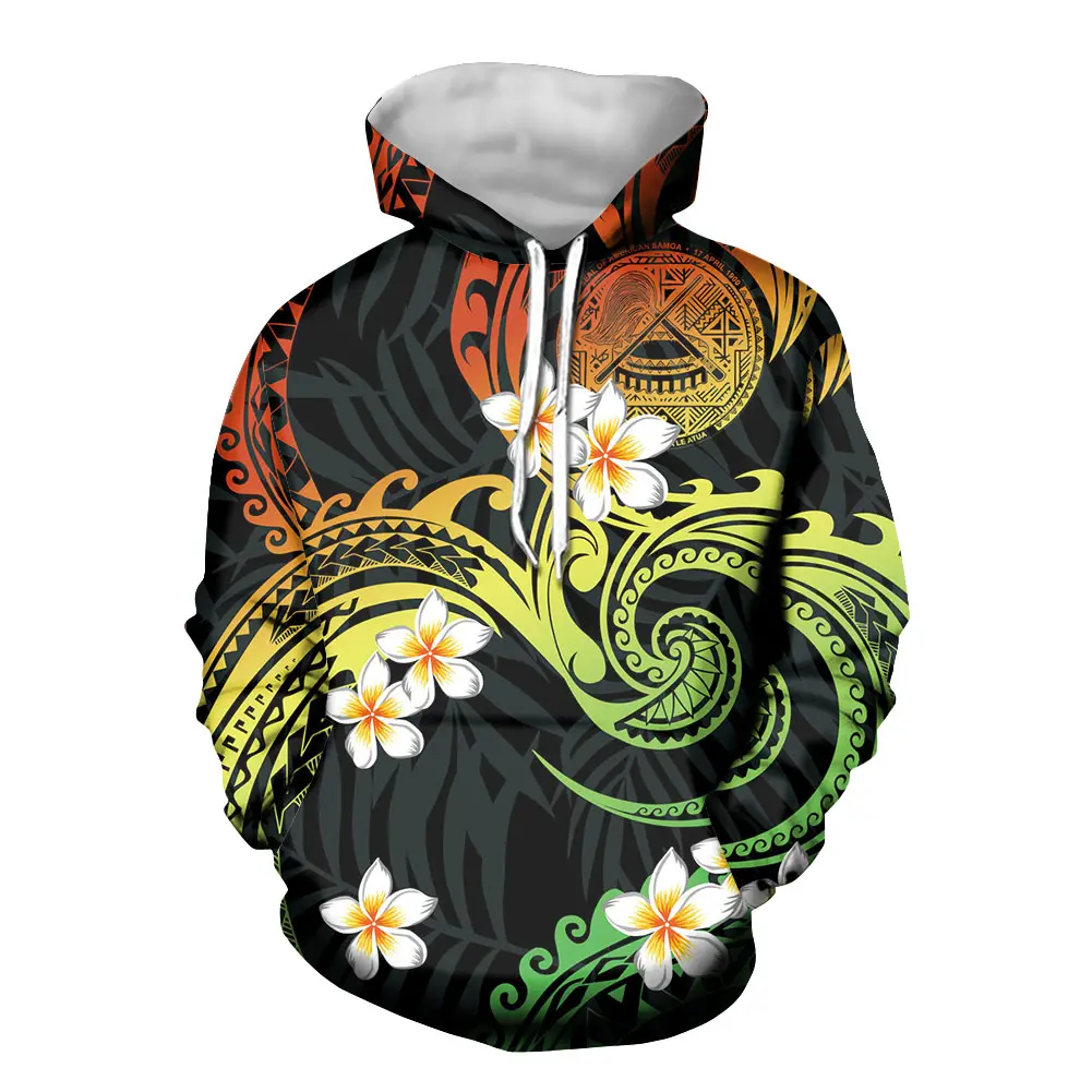 Hawaii Plumeria Print Trui Voor Vrouwen Vintage Polynesische Tribal Stijl Custom Hooded Sweater Casual Oversized Vrouwen Hoodies