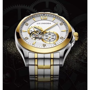 Reloj Mecánico Automático para Hombre, Diseño Circular Hueco, Resistente al Agua 3ATM, con Diamantes, Personalizable con Logotipo - Product Image 5