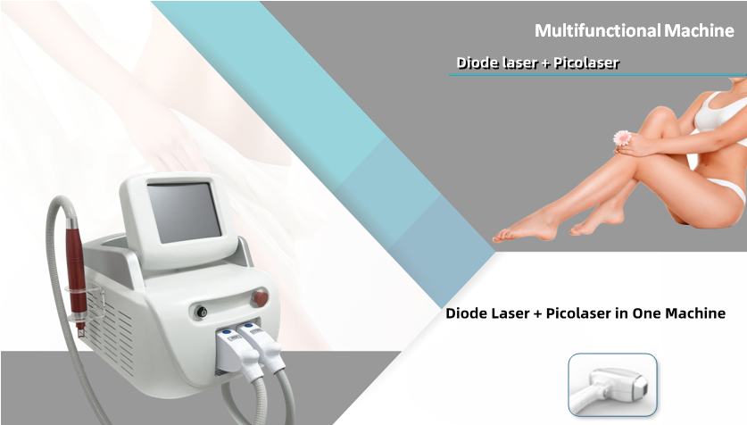 New Multi-Function 2 in 1 ND YAG picolaser  tattoo removal machine and Diode Laser 808 Hair removal machine