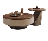 Table basse ronde STG moderne de style européen et américain, plateau en métal, acier inoxydable, 60 cm, couleur noyer, meubles de salon