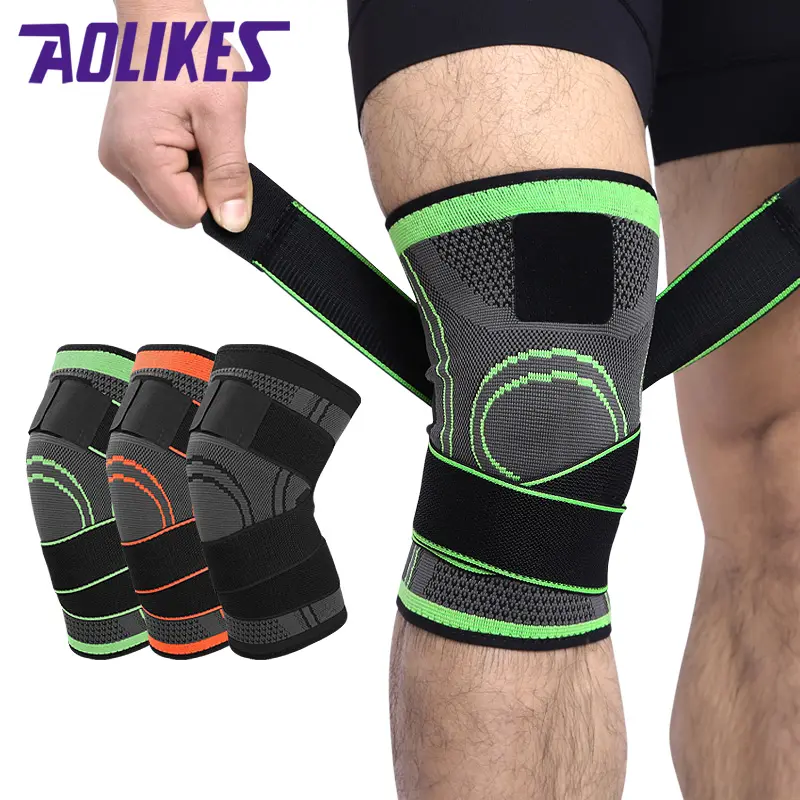 Aolikes anpassbare Nylon-Knieunterstützungspange elastisches Band Kompressionshülse atmungsaktiv Schutz für die Beinunterstützung