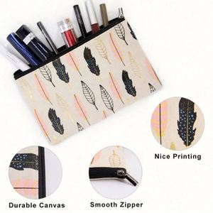 Wholesale Fashionable Cotton Canvas Lash Travel Pouch Custom Logo Reusable Toiletry Cosmetic Makeup <b>Case</b> With Zipper - Product Image 4