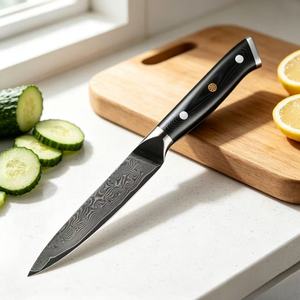 Couteau de chef professionnel Damas 5,9 pouces en acier japonais, manche ergonomique G10, lame pleine longueur, ultra-affûtée HRC60, ambidextre, compatible lave-vaisselle - Product Image 1