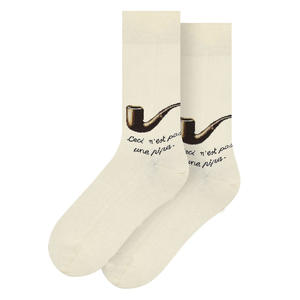 Chaussettes décontractées pour femmes en coton avec motif d'art à l'huile de Magritte, tendance, antibactériennes, pour la saison printanière, logo sur le corps - Product Image 2