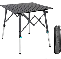 Woqi — table de camping plein air réglable, en aluminium léger et facile à transporter, avec roulage, table en métal, pour pique-nique