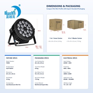 Bluemoon Flat Par 18 Pezzi 4-in-1 RGBW, <span class=keywords><strong>50</strong></span>.000 Ore di Durata, LED DMX512 per Discoteche, Teatri, Noleggio, Feste, Bar - Product Image 4