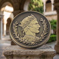 Pièces de monnaie commémoratives personnalisées en alliage de zinc, bronze métallique, avec portrait du roi et motif Phénix en relief 3D profond, pour collections