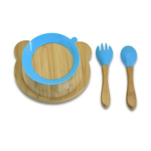 Ensemble de <span class=keywords><strong>vaisselle</strong></span> en bambou biodégradable en forme de Panda pour enfants, bol à aspiration en bois avec cuillère à aspiration en Silicone, fourchette - Product Image 6