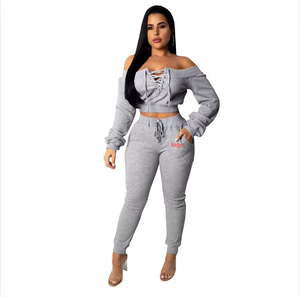 Dropshipping Hot Sale Boutique Long Sleeve Top Pants Outfits Two Piece Set Women <strong>Clothing</strong> - Product Image 2