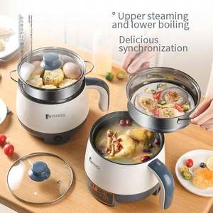 Mini Sartén Eléctrica Multifuncional, Sartén Antiadherente de Acero Inoxidable para el Hogar, Tapa de Vidrio Templado, Blanca, Fácil de Limpiar - Product Image 3