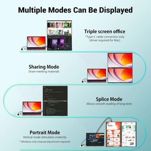 Yubwvo จอแบบพกพา18.5นิ้ว, หน้าจอคอมพิวเตอร์พกพา100% sRGB 100Hz สามจอความละเอียด1080P หมุนได้90/180หน้าจอแล็ปท็อป - Product Image 4