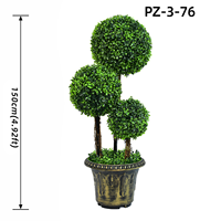 Pohon Topiary Bola Tiga Buah Buatan dalam Pot, Tanaman Hijau Boxwood Palsu untuk Proyek Lanskap Taman Villa Luar Ruangan