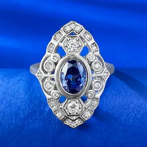 Hot Selling Fashion Jewelry Keira 0389 Palace Classic Nostalgic Jewelry Gold Plated Synthetic Sapphire Ring