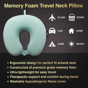 Portátil suave y cómodo en forma de U almohada de espuma viscoelástica para el cuello tren inflable compartimento de avión plegable moda de viaje - Product Image 5