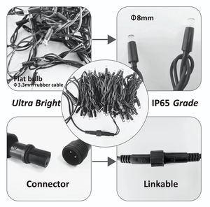 Luces LED de hadas cálidas blancas IP65 impermeables, mini luces de cadena con enchufe para exteriores, luces para árbol de Navidad - Product Image 4