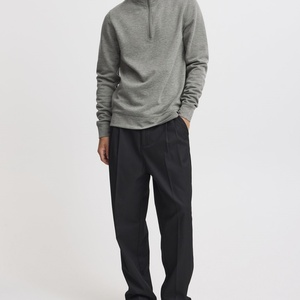 Sudadera Polo de Manga Larga con Cierre de Cremallera para Hombre, Corte Regular, 100% Algodón, Estampado Otoñal, Cuello Alto Simulado - Product Image 4