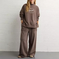 Pull-over à col rond en coton doux brodé sur mesure, pull-over en polaire, sweat-shirt à col montant surdimensionné