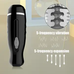 5-frequency Stretch Vibrating Pulse Jet Cup Electric Aircraft Cup Masturbation Vibration Telescopic Male Masturbator For Man