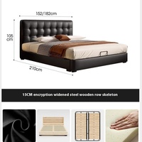 Foshan 2025 nouveau Style italien minimaliste en cuir lit noir gaufré King Size lit Double douceur pour chambre principale lit de mariage