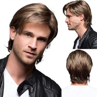 Perruque courte blonde pour hommes, en couches, moelleuse, d'aspect naturel, résistante à la chaleur, synthétique, pour Halloween, cosplay, costume