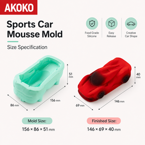 Moule en silicone AKOKO 3D pour voiture de sport, qualité alimentaire, antiadhésif, pour chocolat, crème glacée, <span class=keywords><strong>d</strong></span>écoration de gâteaux <span class=keywords><strong>d</strong></span>'<span class=keywords><strong>anniversaire</strong></span>, DIY - Product Image 2