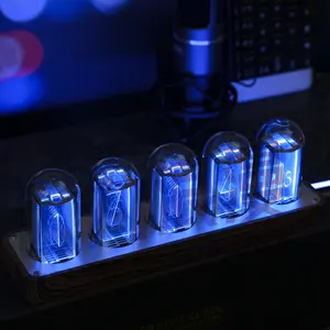 IPS Color Screen Nixie Tube Digital Alarm Clock Display Nixie Tube Table Clock With Stand