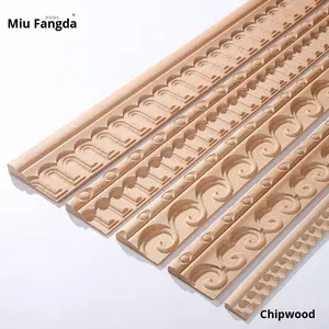 New Chinese-style Ingot Carved German Beech Solid <strong>Wood</strong> Molding Dongyang Fine Embossed Ceiling Wall Edge Strip Flower Door - Product Image 2