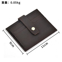 Dompet Kulit Vintage Pria, Dompet Kulit Kuda Gila Ramping Pemegang Kartu untuk Kehidupan Sehari-hari