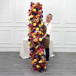 DKB Usine de Fleurs Artificielles Fleurs de Mariage Décoration Artificielle Orange Jaune et Violet Fleur Allée Coureur - Product Image 6