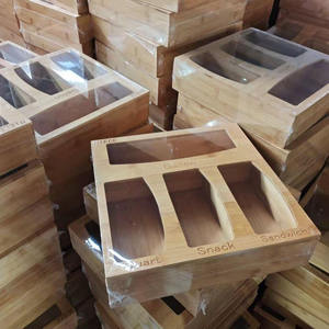 Kitchen Compatible Wooden Storage Box Ziplock Bags Organizer Bamboo Plastic Ziplock Bag Storage Organizer Dispenser