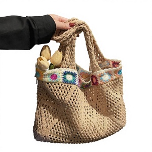 Bolso de hombro de punto calado con patchwork y cierre abierto para mujer, talla grande, nueva colección primavera/verano, estilo playero, Tanjing - Product Image 1