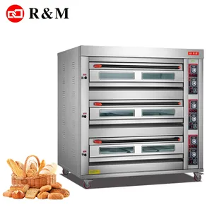 Guangzhou Fabriek bakkerij apparatuur prijzen 3 decks 9 trays gas oven, 3 dek gas oven