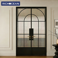 Portes intérieures minimalistes RICHOCEAN en aluminium et verre, étanches, avec cloisons en verre dépoli pour maisons