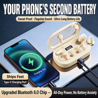 B72-B Nouveaux écouteurs intra-auriculaires V6.0 6 pièces, écouteurs portables à clipser, écouteurs ouverts 3-en-1 sans fil TWS