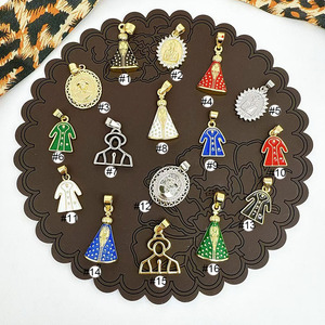 Ciondoli JS2031 Placcati Oro 18k con Zirconi Cubici, Raffiguranti Gesù Malverde e la Vergine del Valle - Product Image 4