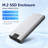 Boîtier SSD M.2 NVMe sans outil 10 Gbit/s Type C PCIe Gen3x2 Boîtier de disque SSD RTL9210 Boîtier portable M08 Max 8 To Aluminium