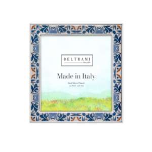 Beltrami Enamel Square Photo <b>Frame</b> <b>4x6</b> Silver Plated Made in Italy - Product Image 1