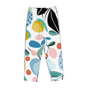 Image personnalisée Pantalon de pyjama à taille élastique et imprimé floral pour femmes Matériau en spandex respirant personnalisable pour la nuit d'hiver à la maison - Product Image 5