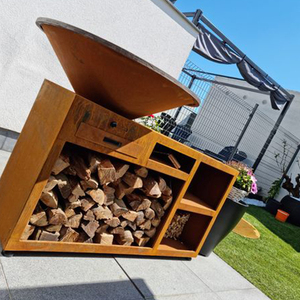 AHL Weathering Steel Adjustable Height Home Barbecue Oven with Rust Finish <strong>and</strong> Flame Safety - Product Image 1