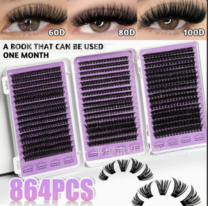 Aesphylash En gros Extensions de cils en grappe DIY 12 rangées 80D, effet mat, naturel, épais, en faux vison, sans cruauté animale - Product Image 1