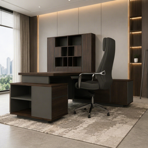 Modern Durable Executive L Shape Office <b>Desk</b> Storage <b>Cabinet</b> Contemporary Hipboard Melamine Design for Home Office Commercial - Product Image 1