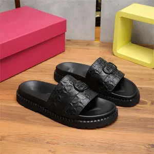 2024 Men's Summer Fashion Brand Lazy Net Red Sports Leisure Anti-slip Soft Sole Leather Slippers
